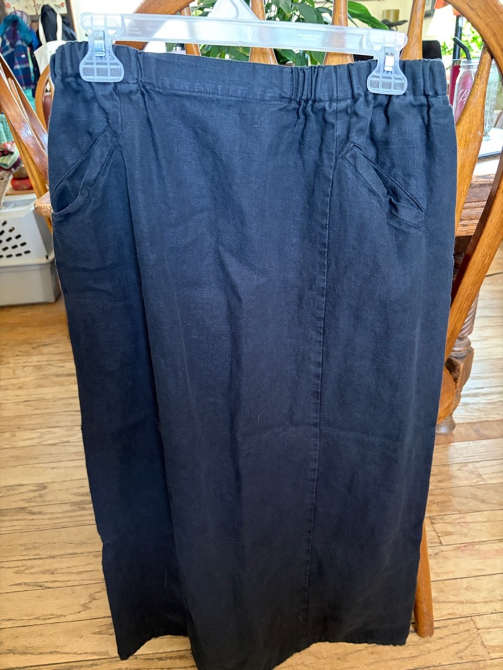 Flax Black A-Line Linen Skirt